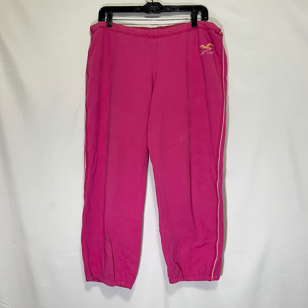 Vintage 00s Hollister Sweatpants Womens L Pink So Cal Heart Y2K Lounge Joggers